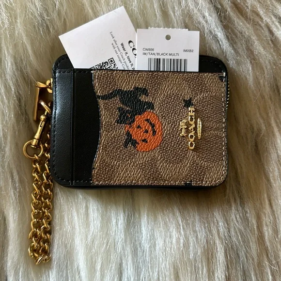 COACH | Zip Card Case In Signature Canvas With Halloween Print 🐈‍⬛🎃 - Picture 4 of 4